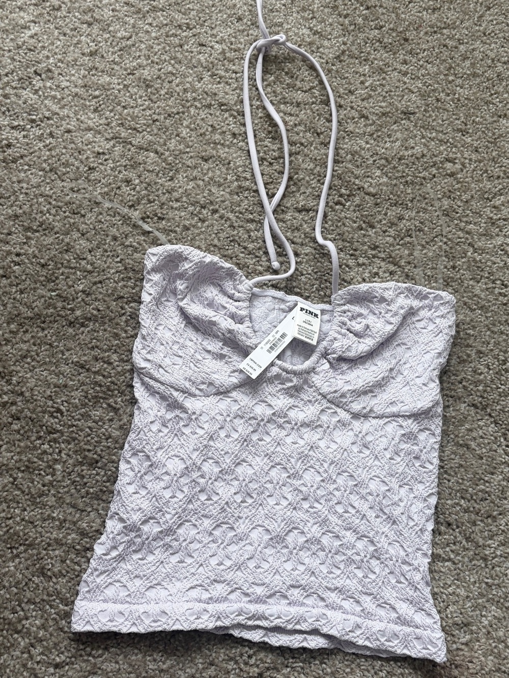 PINK Victoria's Secret Lace Halter Cami in Light Lavender